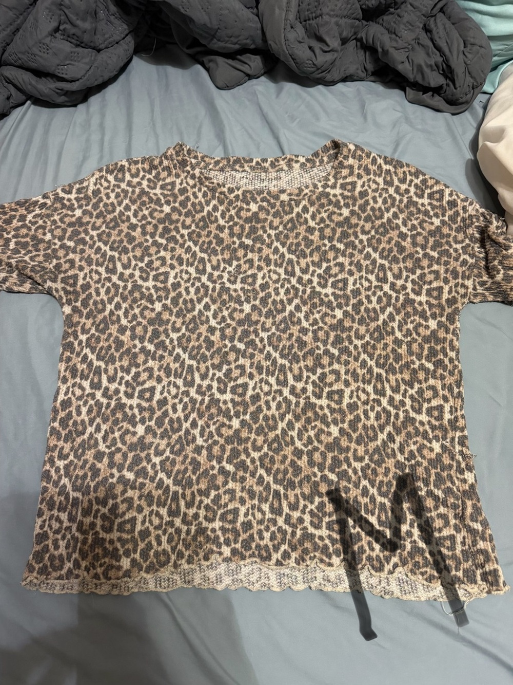 American Eagle Outfitters Leopard Print Short Sleeve Top - Brown/Tan